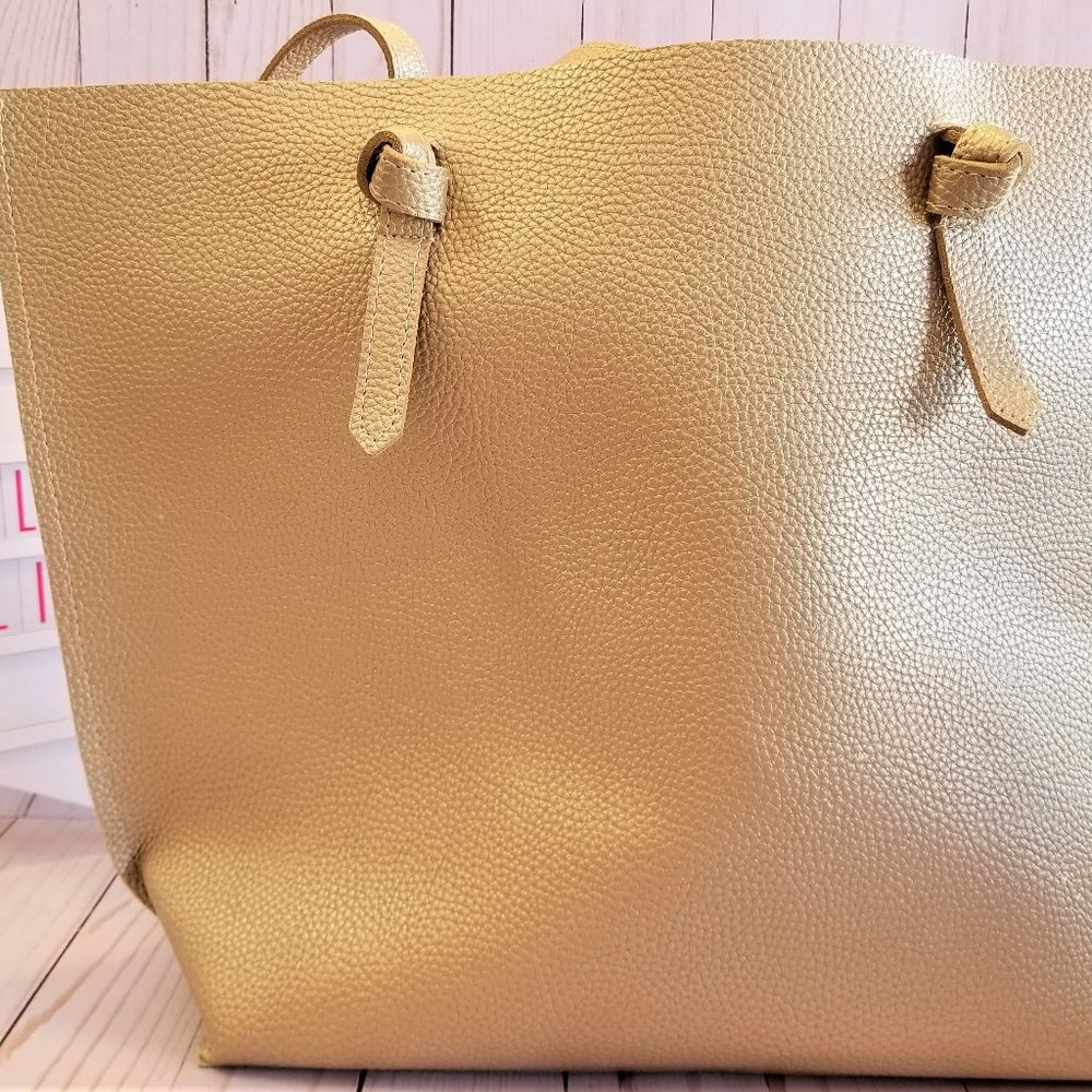 Lovely Golden Macy's Large Pebbled Tote Bag